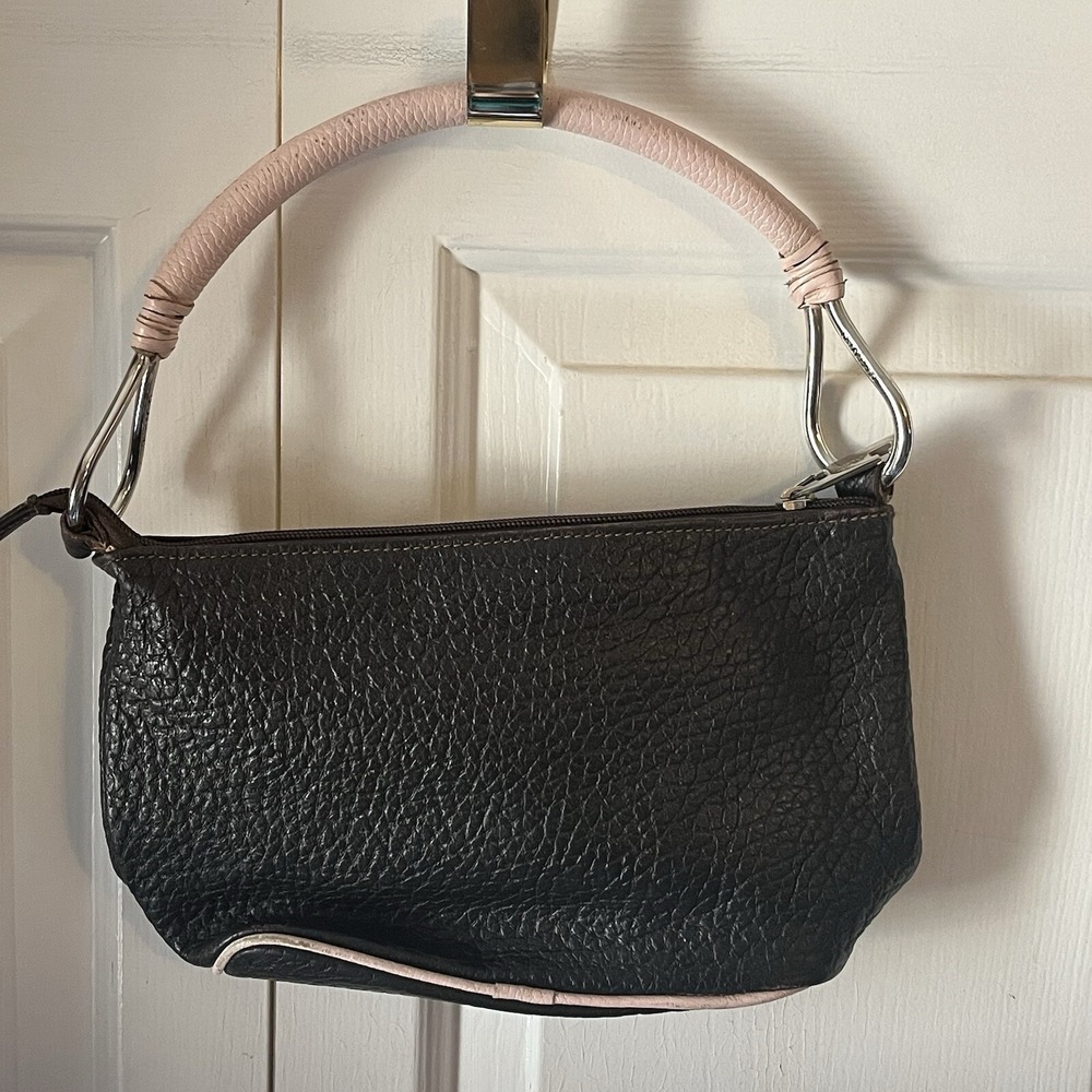 Cecconi Piero Genuine Leather Handbag Purse Made in Italy~Brown & Pink